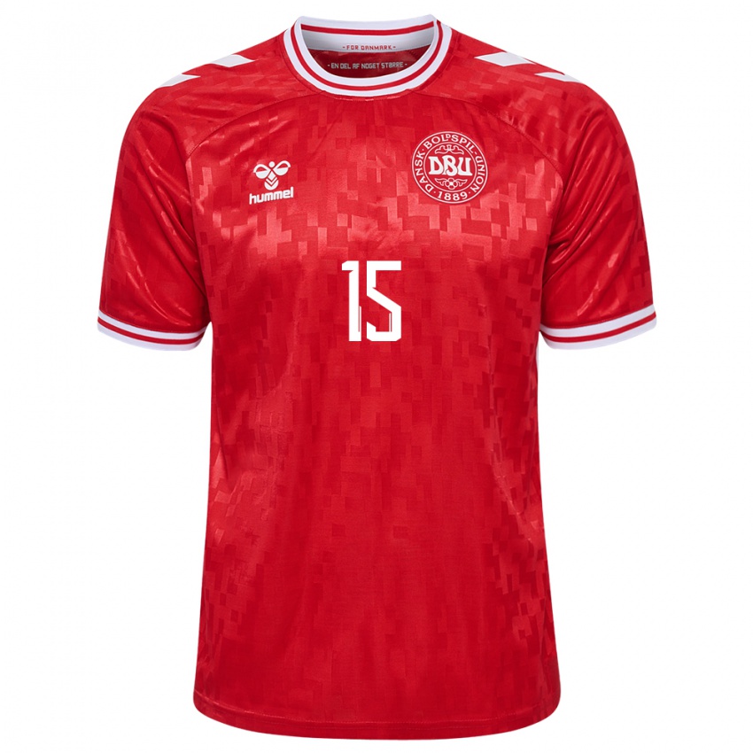Hombre Camiseta Dinamarca Villads Nielsen #15 Rojo 1ª Equipación 24-26 La Camisa México