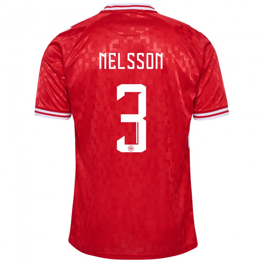 Hombre Camiseta Dinamarca Victor Nelsson #3 Rojo 1ª Equipación 24-26 La Camisa México