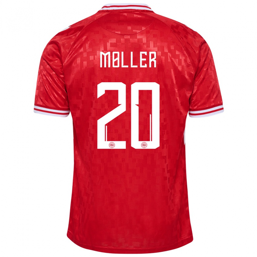 Hombre Camiseta Dinamarca Caroline Moller #20 Rojo 1ª Equipación 24-26 La Camisa México