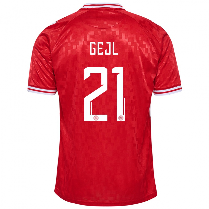 Hombre Camiseta Dinamarca Mille Gejl #21 Rojo 1ª Equipación 24-26 La Camisa México