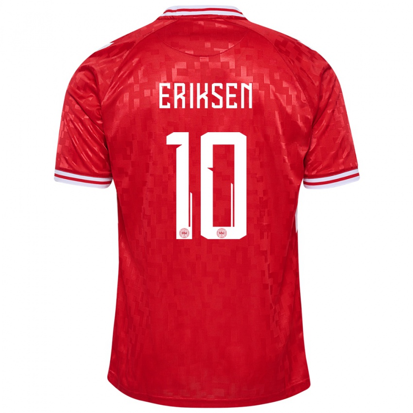 Hombre Camiseta Dinamarca Christian Eriksen #10 Rojo 1ª Equipación 24-26 La Camisa México