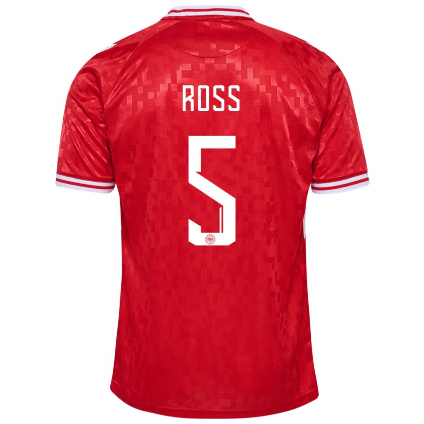 Hombre Camiseta Dinamarca Mathias Ross #5 Rojo 1ª Equipación 24-26 La Camisa México