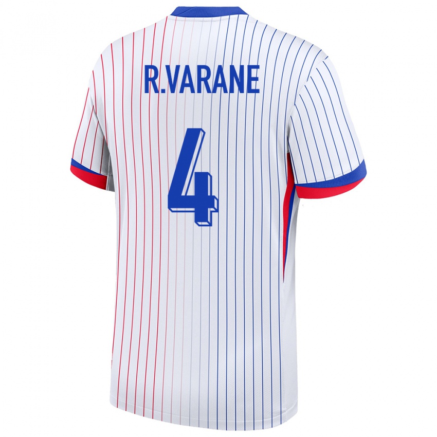 Hombre Camiseta Francia Raphael Varane #4 Blanco 2ª Equipación 24-26 La Camisa México
