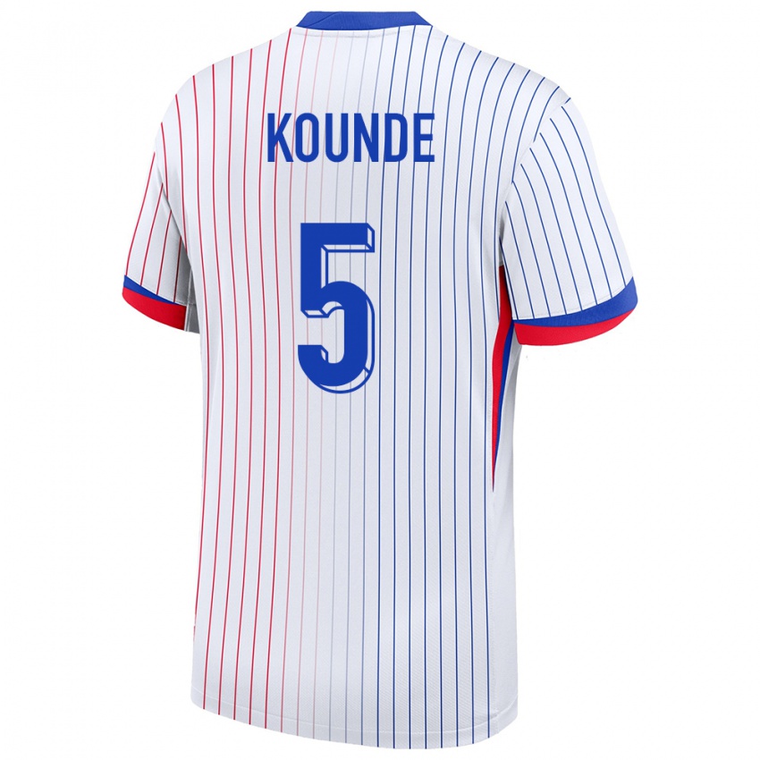 Hombre Camiseta Francia Jules Kounde #5 Blanco 2ª Equipación 24-26 La Camisa México