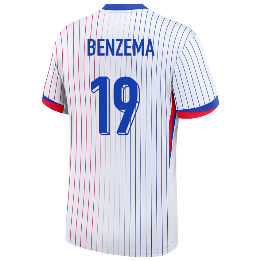Hombre Camiseta Francia Karim Benzema #19 Blanco 2ª Equipación 24-26 La Camisa México