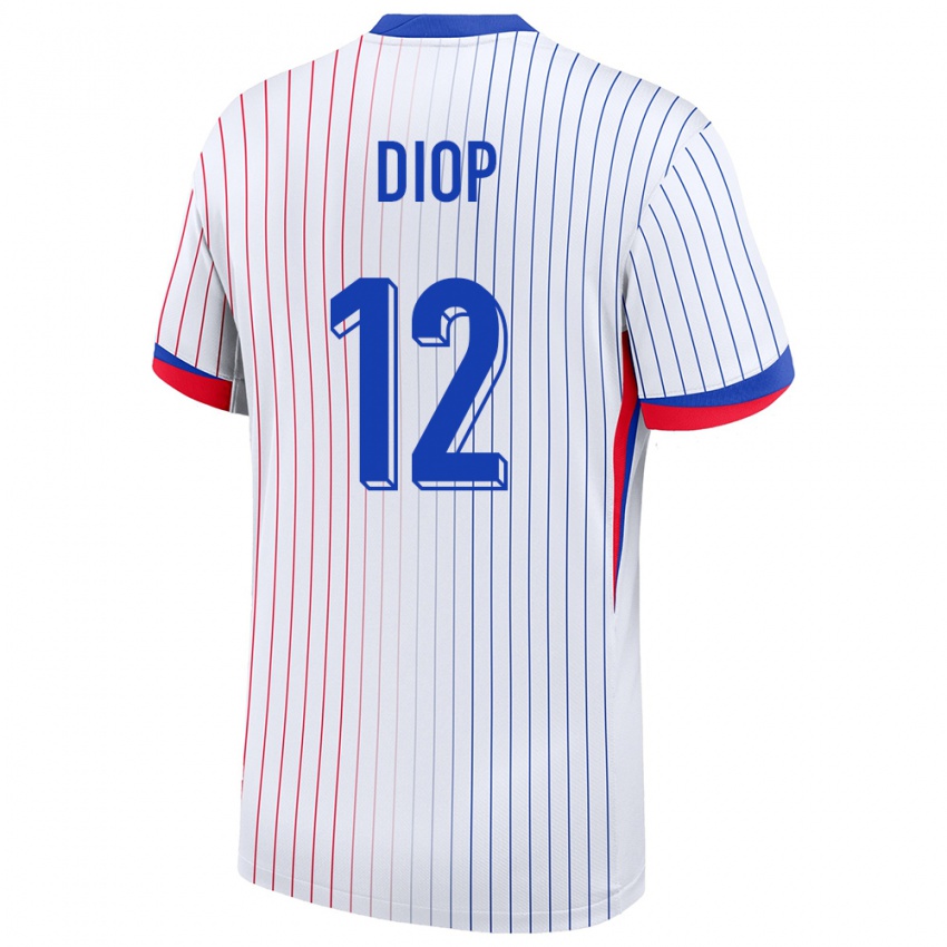 Hombre Camiseta Francia Sofiane Diop #12 Blanco 2ª Equipación 24-26 La Camisa México