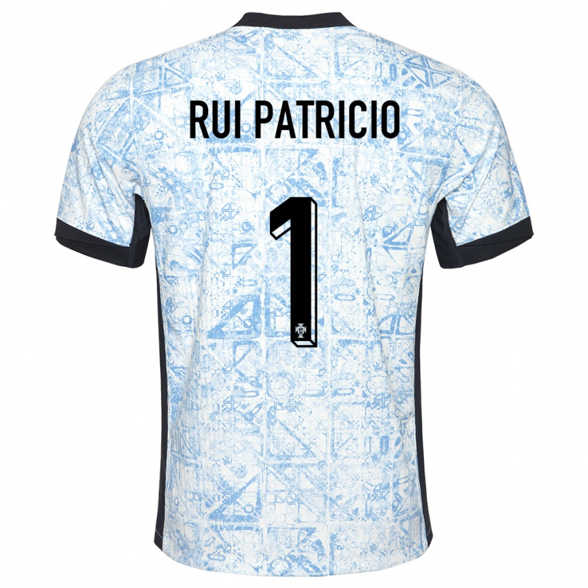 Hombre Camiseta Portugal Rui Patricio #1 Crema Azul 2ª Equipación 24-26 La Camisa México