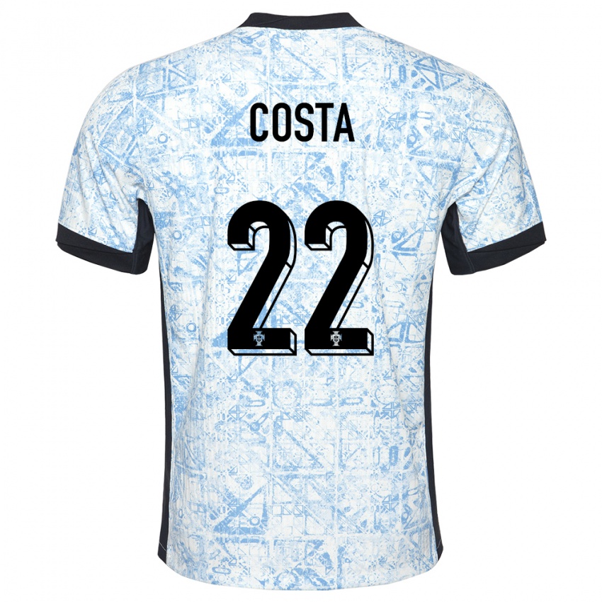 Hombre Camiseta Portugal Diogo Costa #22 Crema Azul 2ª Equipación 24-26 La Camisa México