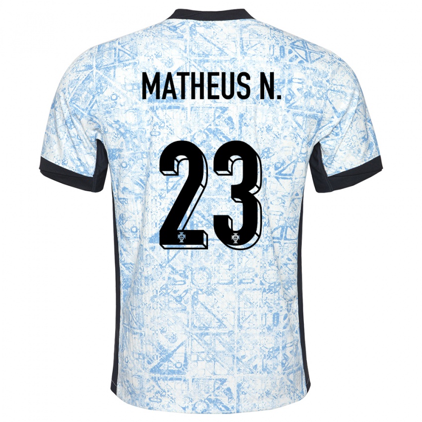 Hombre Camiseta Portugal Matheus Nunes #23 Crema Azul 2ª Equipación 24-26 La Camisa México