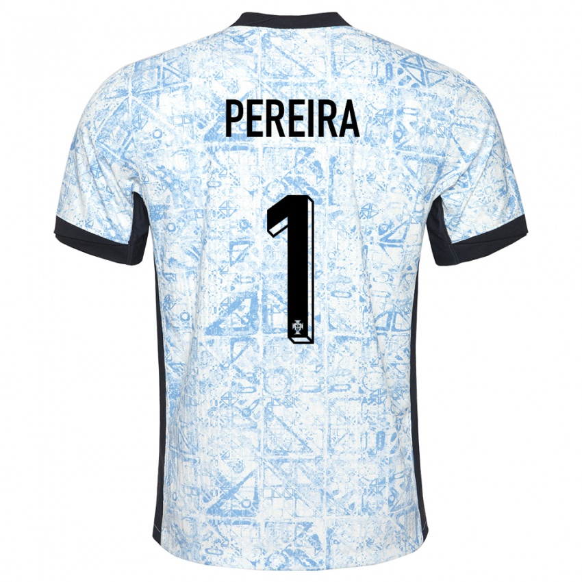 Hombre Camiseta Portugal Ines Pereira #1 Crema Azul 2ª Equipación 24-26 La Camisa México