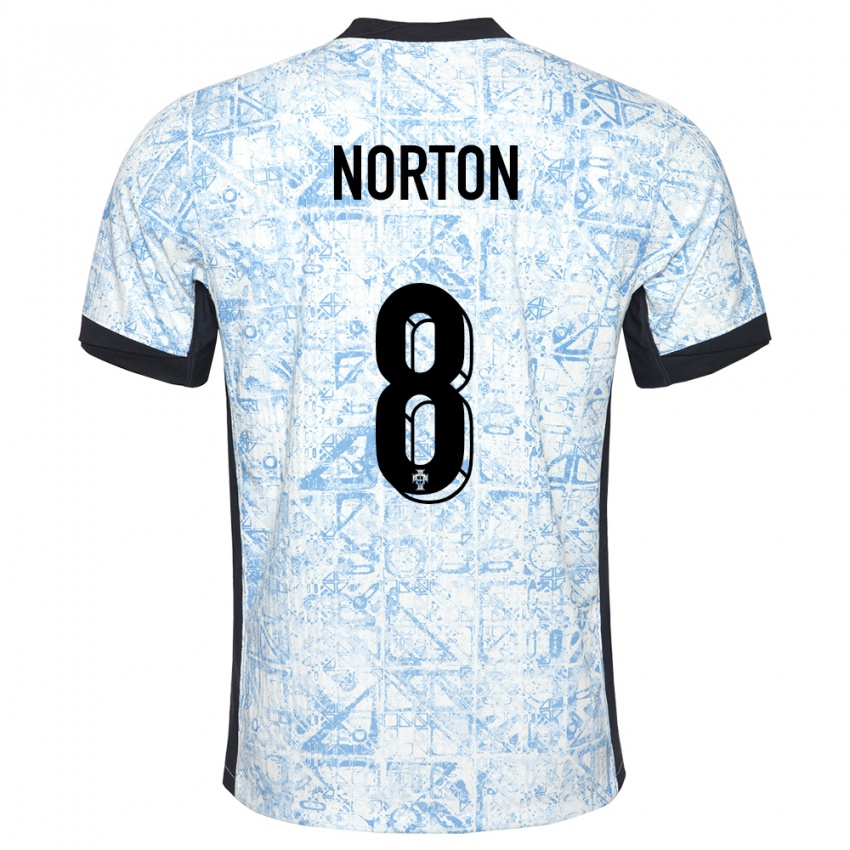 Hombre Camiseta Portugal Andreia Norton #8 Crema Azul 2ª Equipación 24-26 La Camisa México
