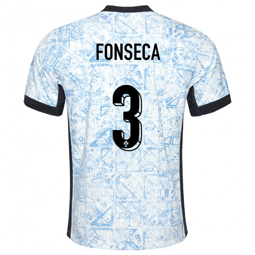 Hombre Camiseta Portugal Joao Fonseca #3 Crema Azul 2ª Equipación 24-26 La Camisa México