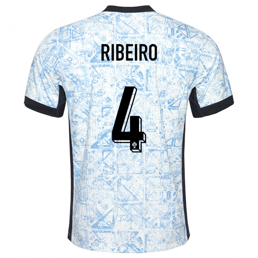 Hombre Camiseta Portugal Ricardo Ribeiro #4 Crema Azul 2ª Equipación 24-26 La Camisa México