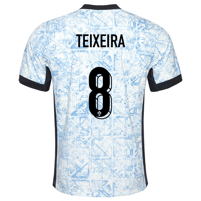 Hombre Camiseta Portugal Joao Teixeira #8 Crema Azul 2ª Equipación 24-26 La Camisa México