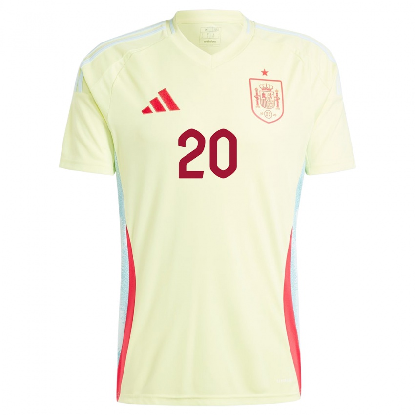 Hombre Camiseta España Miguel Carvalho #20 Amarillo 2ª Equipación 24-26 La Camisa México