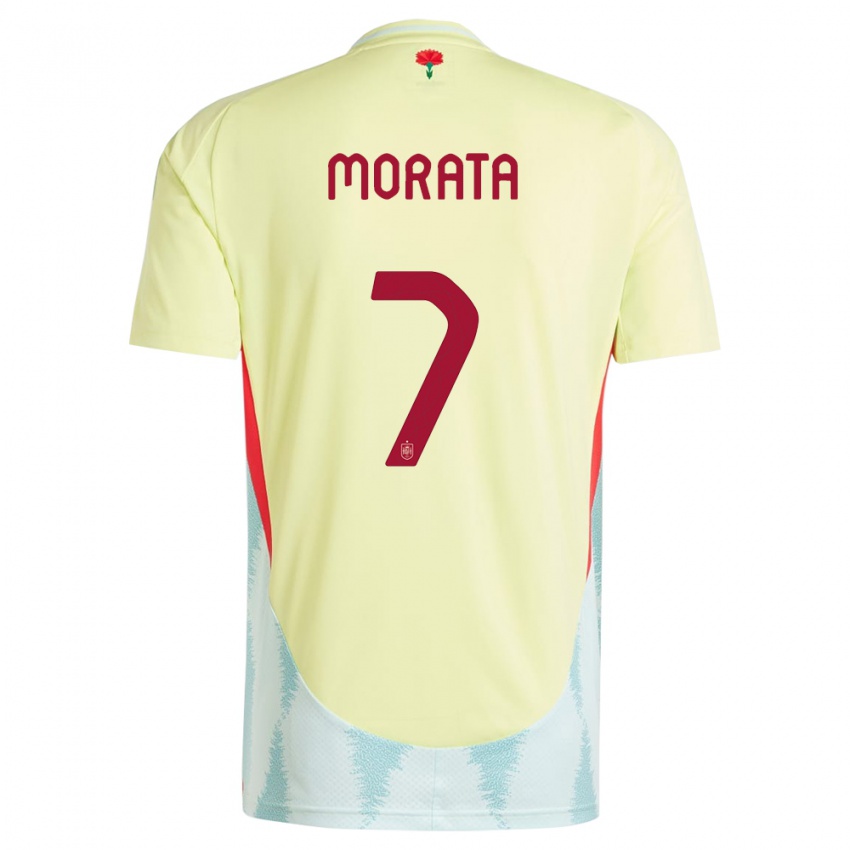 Hombre Camiseta España Alvaro Morata #7 Amarillo 2ª Equipación 24-26 La Camisa México
