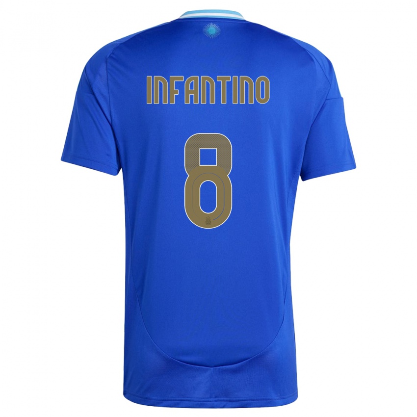 Hombre Camiseta Argentina Gino Infantino #8 Azul 2ª Equipación 24-26 La Camisa México