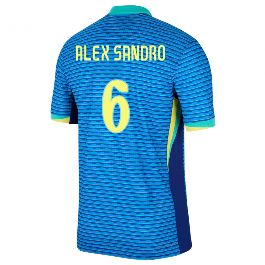 Hombre Camiseta Brasil Alex Sandro #6 Azul 2ª Equipación 24-26 La Camisa México