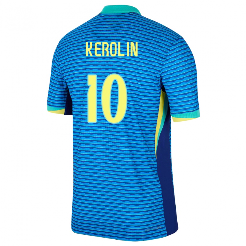 Hombre Camiseta Brasil Kerolin Nicoli #10 Azul 2ª Equipación 24-26 La Camisa México