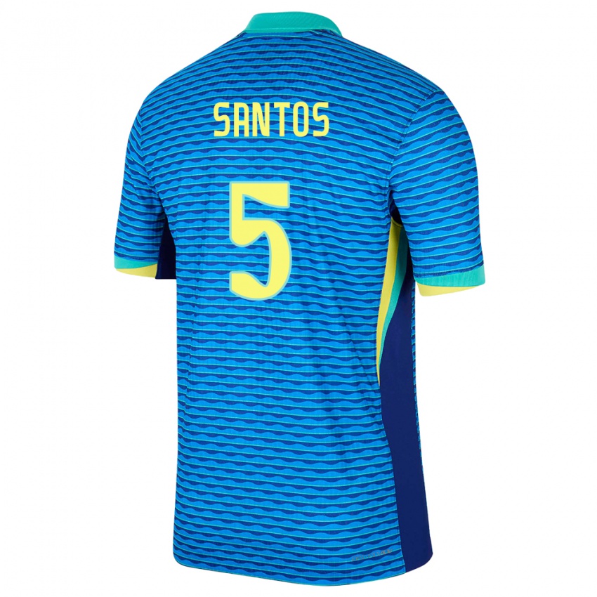 Hombre Camiseta Brasil Andrey Santos #5 Azul 2ª Equipación 24-26 La Camisa México