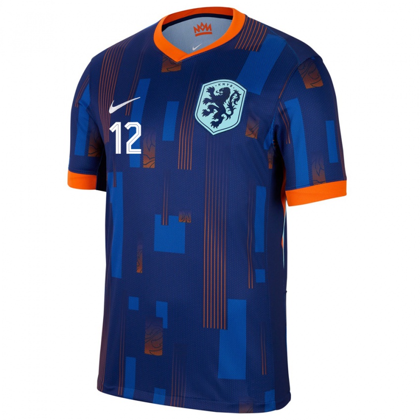 Hombre Camiseta Países Bajos Fenna Kalma #12 Azul 2ª Equipación 24-26 La Camisa México
