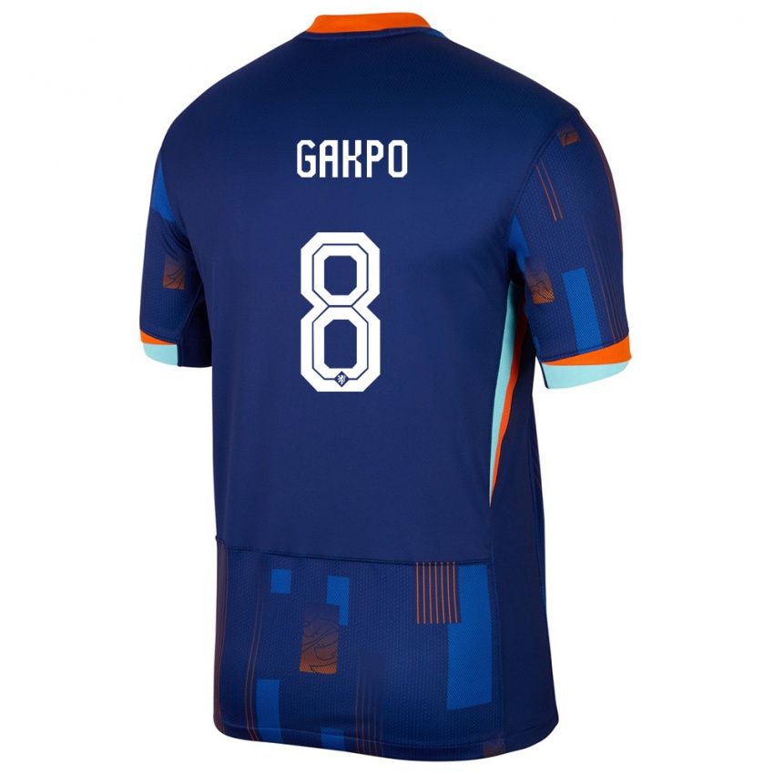 Hombre Camiseta Países Bajos Cody Gakpo #8 Azul 2ª Equipación 24-26 La Camisa México