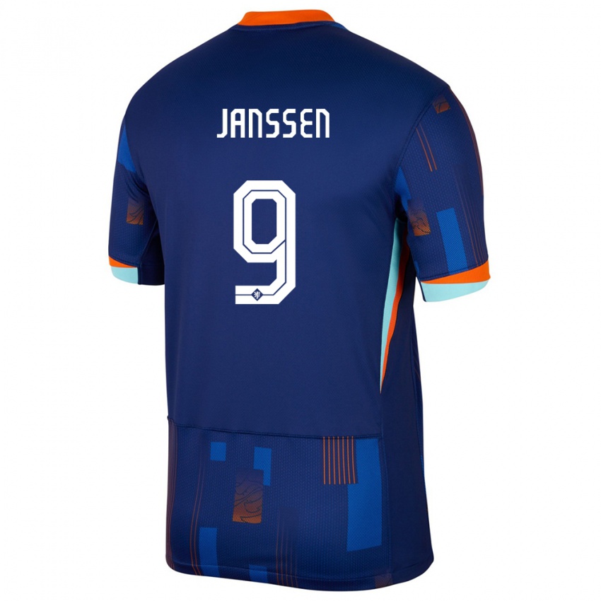 Hombre Camiseta Países Bajos Vincent Janssen #9 Azul 2ª Equipación 24-26 La Camisa México