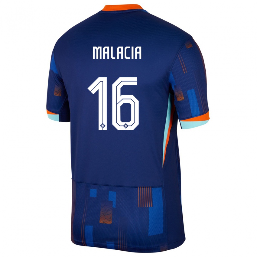 Hombre Camiseta Países Bajos Tyrell Malacia #16 Azul 2ª Equipación 24-26 La Camisa México