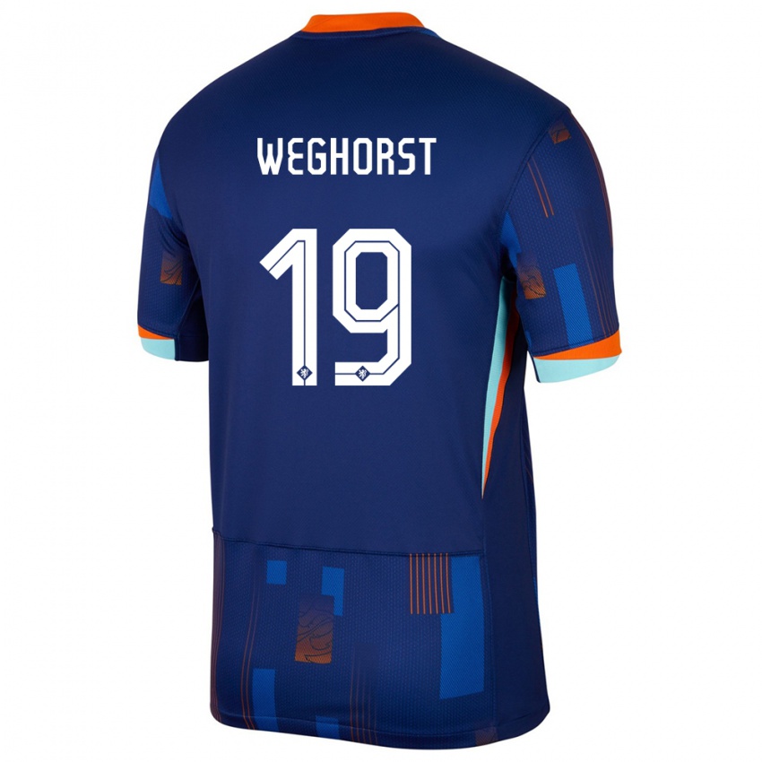 Hombre Camiseta Países Bajos Wout Weghorst #19 Azul 2ª Equipación 24-26 La Camisa México