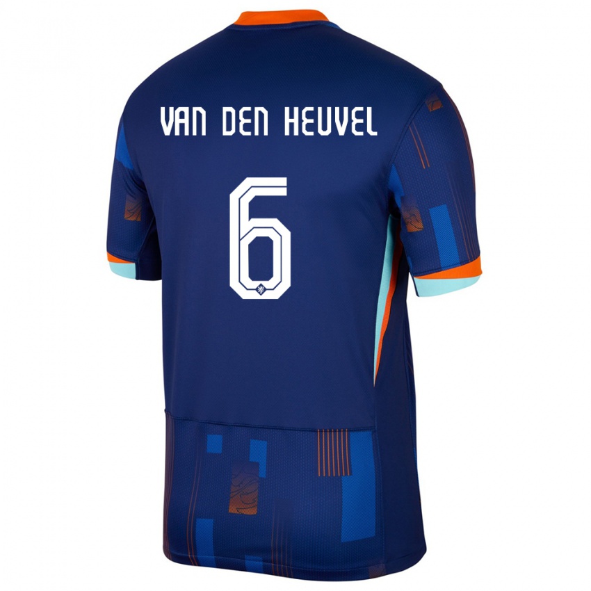 Hombre Camiseta Países Bajos Tim Van Den Heuvel #6 Azul 2ª Equipación 24-26 La Camisa México