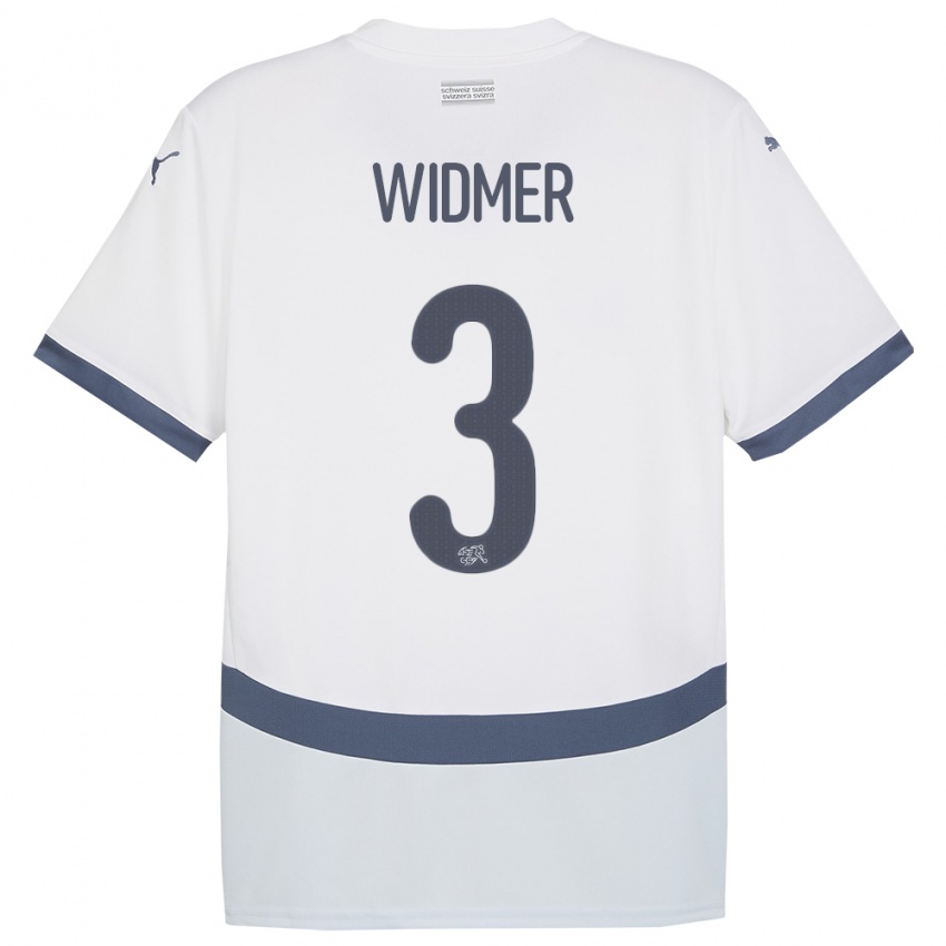Hombre Camiseta Suiza Silvan Widmer #3 Blanco 2ª Equipación 24-26 La Camisa México