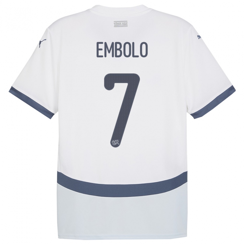 Hombre Camiseta Suiza Breel Embolo #7 Blanco 2ª Equipación 24-26 La Camisa México
