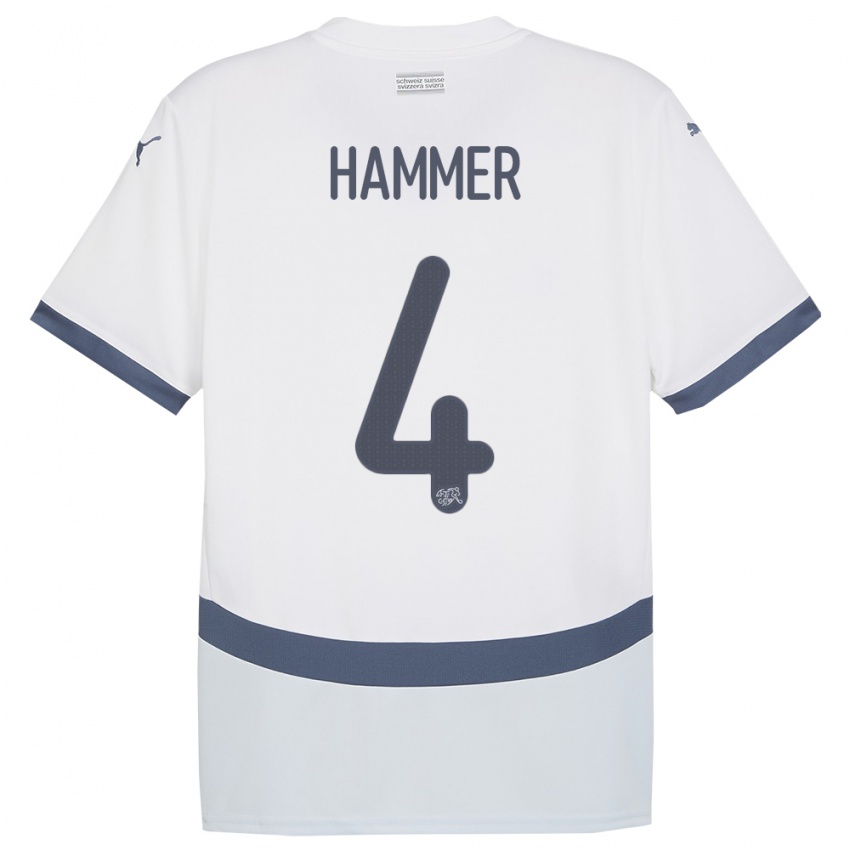 Hombre Camiseta Suiza Pascal Hammer #4 Blanco 2ª Equipación 24-26 La Camisa México
