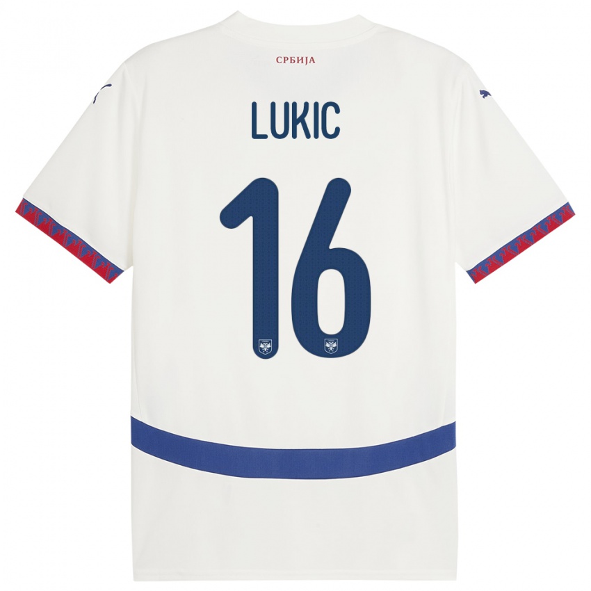 Hombre Camiseta Serbia Sasa Lukic #16 Blanco 2ª Equipación 24-26 La Camisa México