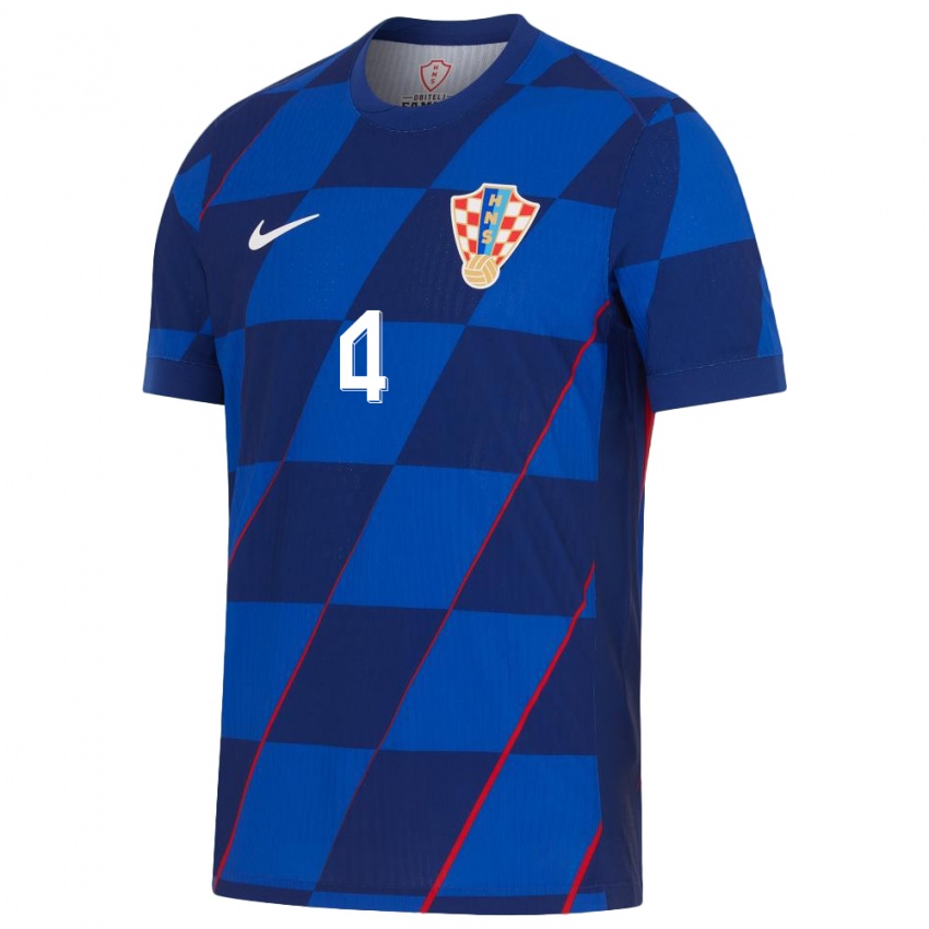 Hombre Camiseta Croacia Ivan Perisic #4 Azul 2ª Equipación 24-26 La Camisa México