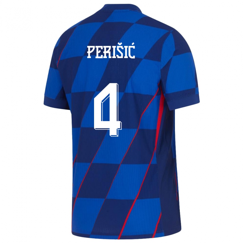 Hombre Camiseta Croacia Ivan Perisic #4 Azul 2ª Equipación 24-26 La Camisa México