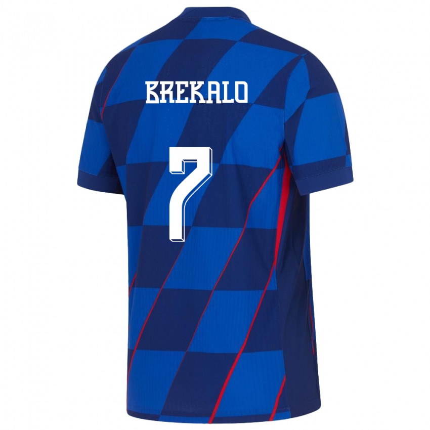 Hombre Camiseta Croacia Josip Brekalo #7 Azul 2ª Equipación 24-26 La Camisa México