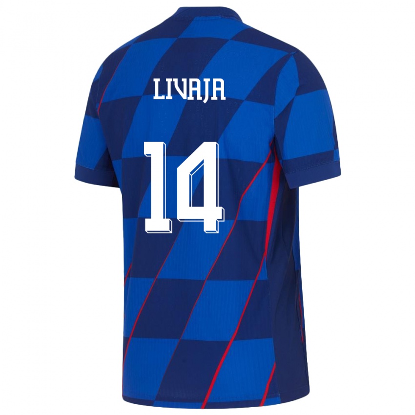 Hombre Camiseta Croacia Marko Livaja #14 Azul 2ª Equipación 24-26 La Camisa México