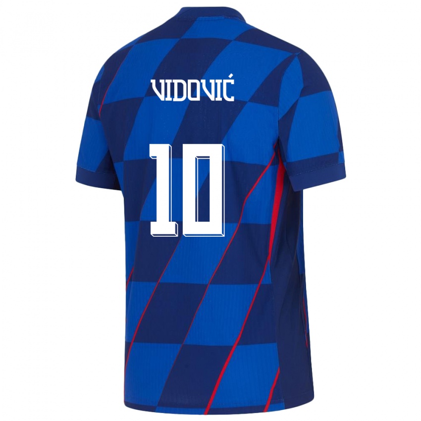 Hombre Camiseta Croacia Gabriel Vidovic #10 Azul 2ª Equipación 24-26 La Camisa México
