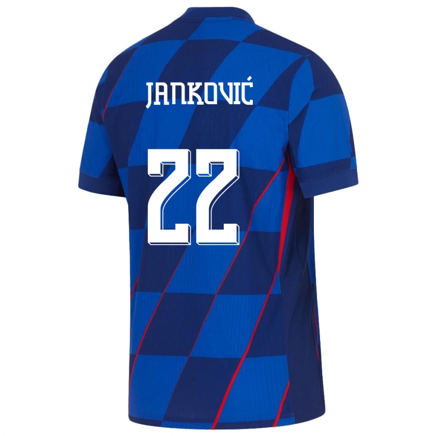 Hombre Camiseta Croacia Niko Jankovic #22 Azul 2ª Equipación 24-26 La Camisa México