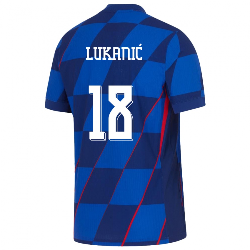 Hombre Camiseta Croacia Luka Lukanic #18 Azul 2ª Equipación 24-26 La Camisa México