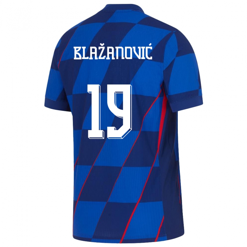 Hombre Camiseta Croacia Antonio Blazanovic #19 Azul 2ª Equipación 24-26 La Camisa México