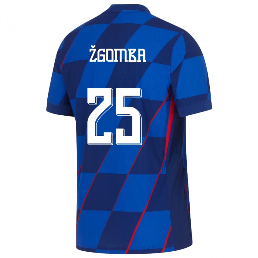 Hombre Camiseta Croacia Marin Zgomba #25 Azul 2ª Equipación 24-26 La Camisa México