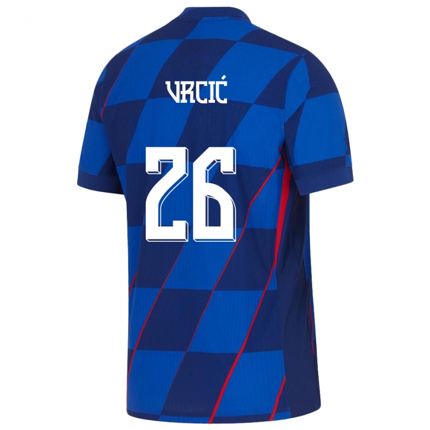 Hombre Camiseta Croacia Jere Vrcic #26 Azul 2ª Equipación 24-26 La Camisa México