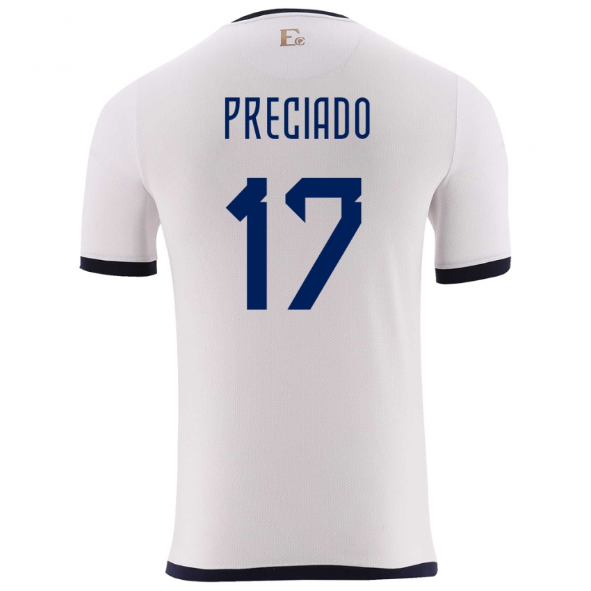 Hombre Camiseta Ecuador Angelo Preciado #17 Blanco 2ª Equipación 24-26 La Camisa México