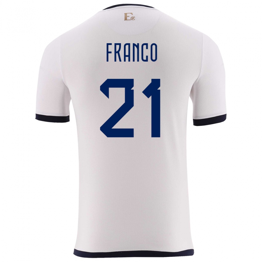 Hombre Camiseta Ecuador Alan Franco #21 Blanco 2ª Equipación 24-26 La Camisa México