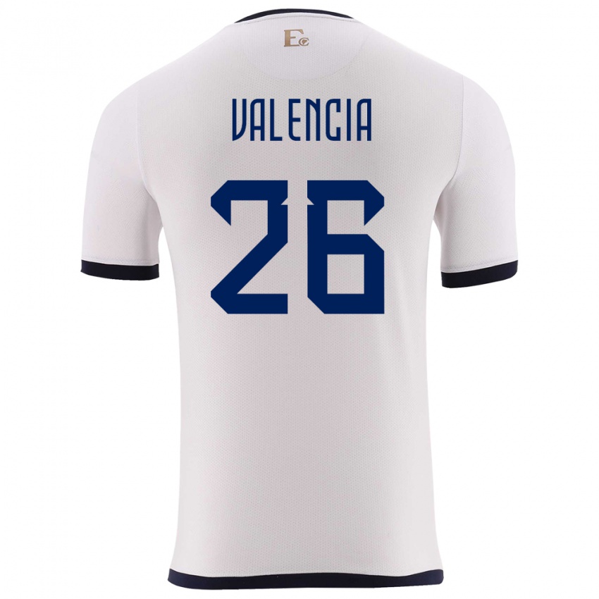 Hombre Camiseta Ecuador Anthony Valencia #26 Blanco 2ª Equipación 24-26 La Camisa México