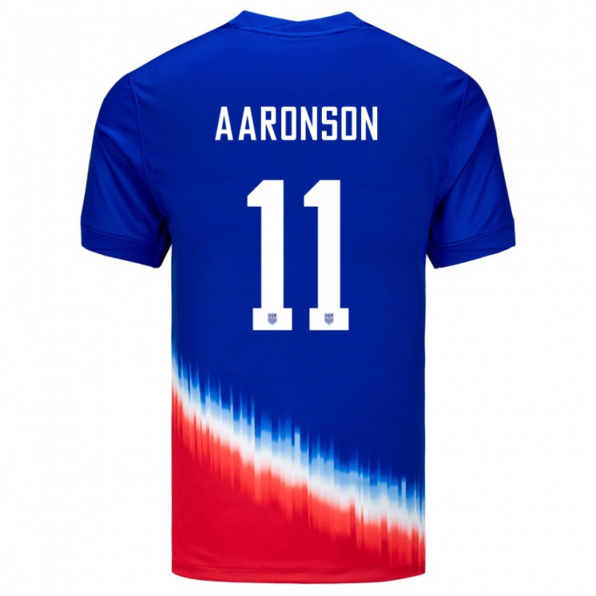 Hombre Camiseta Estados Unidos Brenden Aaronson #11 Azul 2ª Equipación 24-26 La Camisa México
