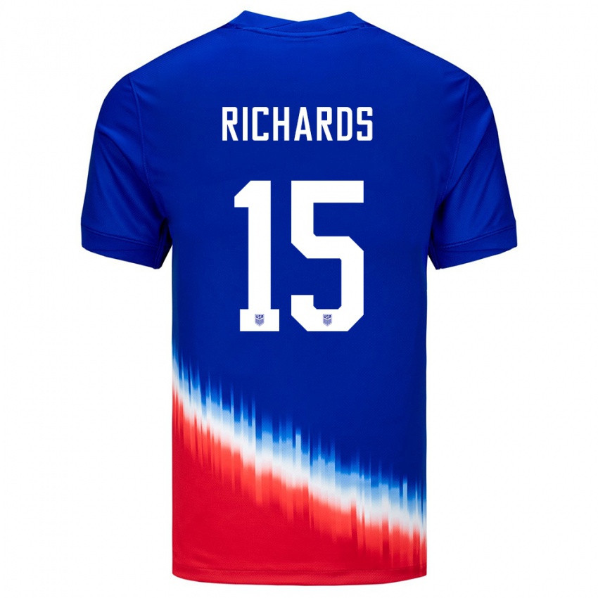 Hombre Camiseta Estados Unidos Chris Richards #15 Azul 2ª Equipación 24-26 La Camisa México