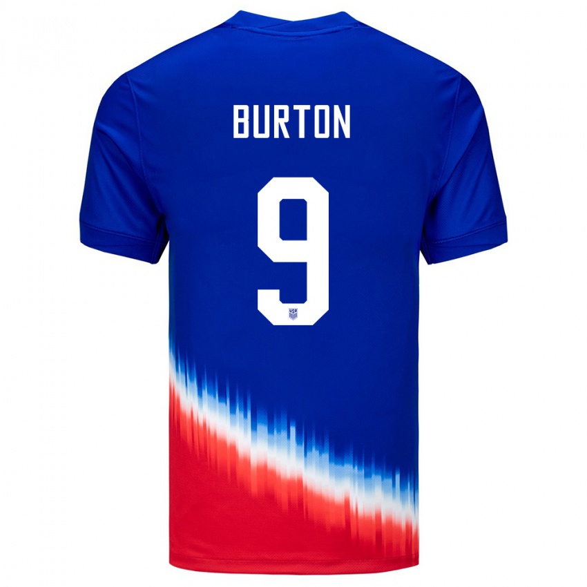 Hombre Camiseta Estados Unidos Micah Burton #9 Azul 2ª Equipación 24-26 La Camisa México